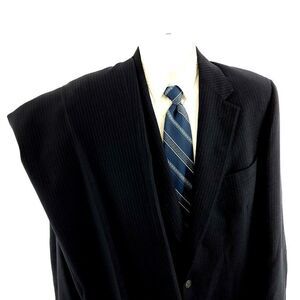 Cricketeer Blue Wool W/ Blue Red Striped 2 Button 2 Piece Suit 42L 39/34 Flat Fr